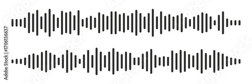 Sound Wave visualization, Podcast sound waves set. Digital frequency lines for music player, podcast, voice message, music app, recording apps or broadcast design. 