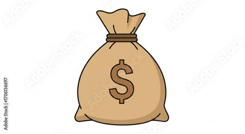 Illustration of a money bag with a dollar sign on it for financial concepts
