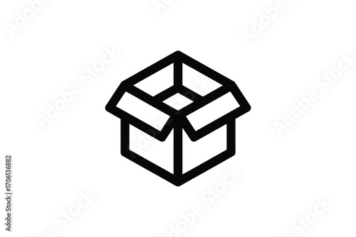 Open box icon minimalist outline design