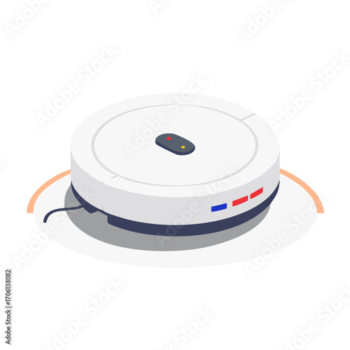Vector illustration of smart robot vacuum cleaner, flat clean design modern household appliance and technology concept
