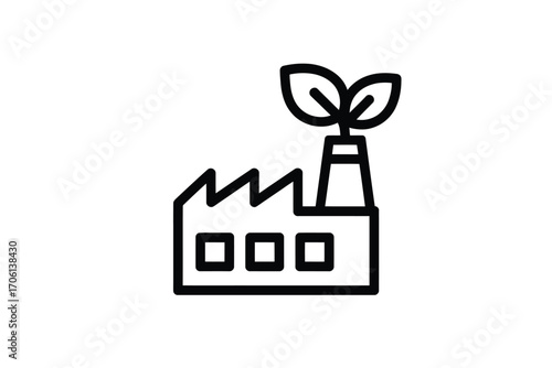 Green factory icon symbolizing eco friendly industry