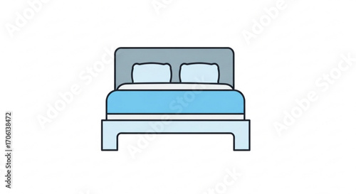 Comfortable bed with pillows and blanket, a cozy furniture for bedroom relaxation and restful night sleep