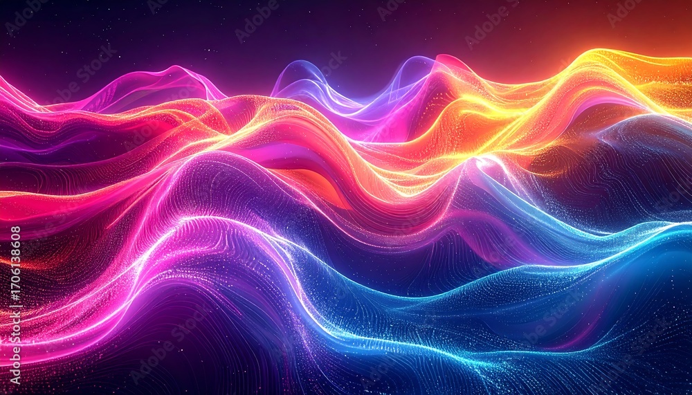 Fototapeta premium Abstract vibrant wavy digital landscape