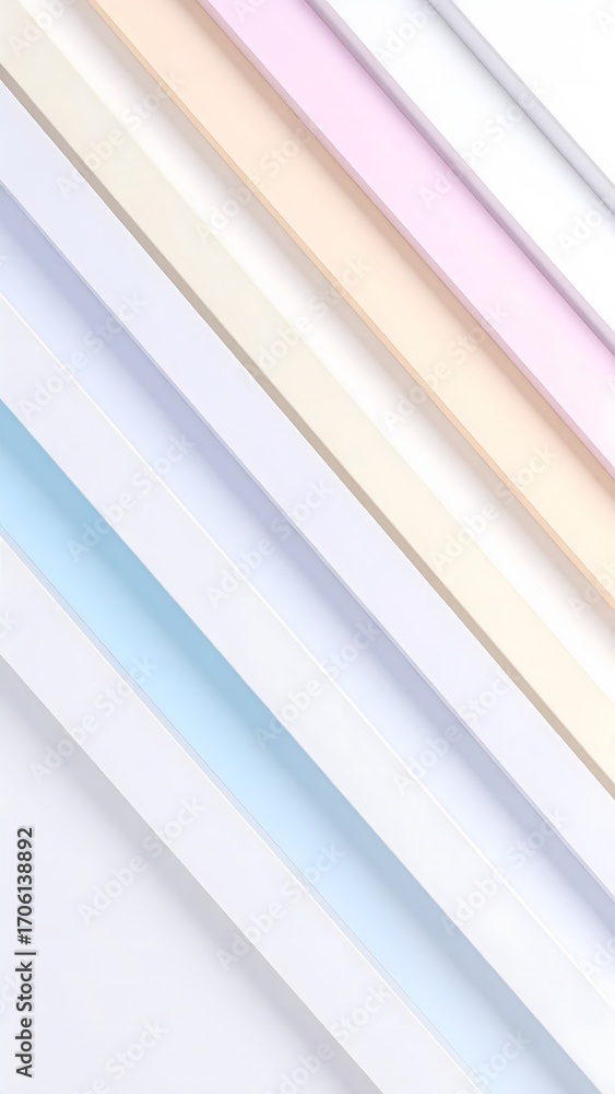 Fototapeta premium Pastel colored wooden sticks arranged diagonally isolated on white background