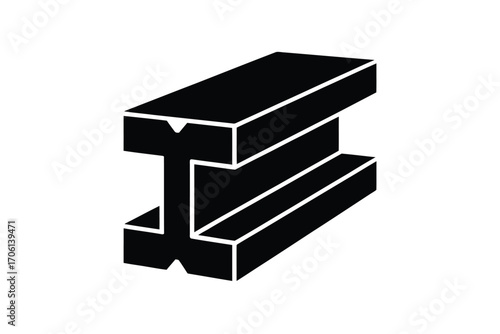 Black and white illustration of a steel i beam profile