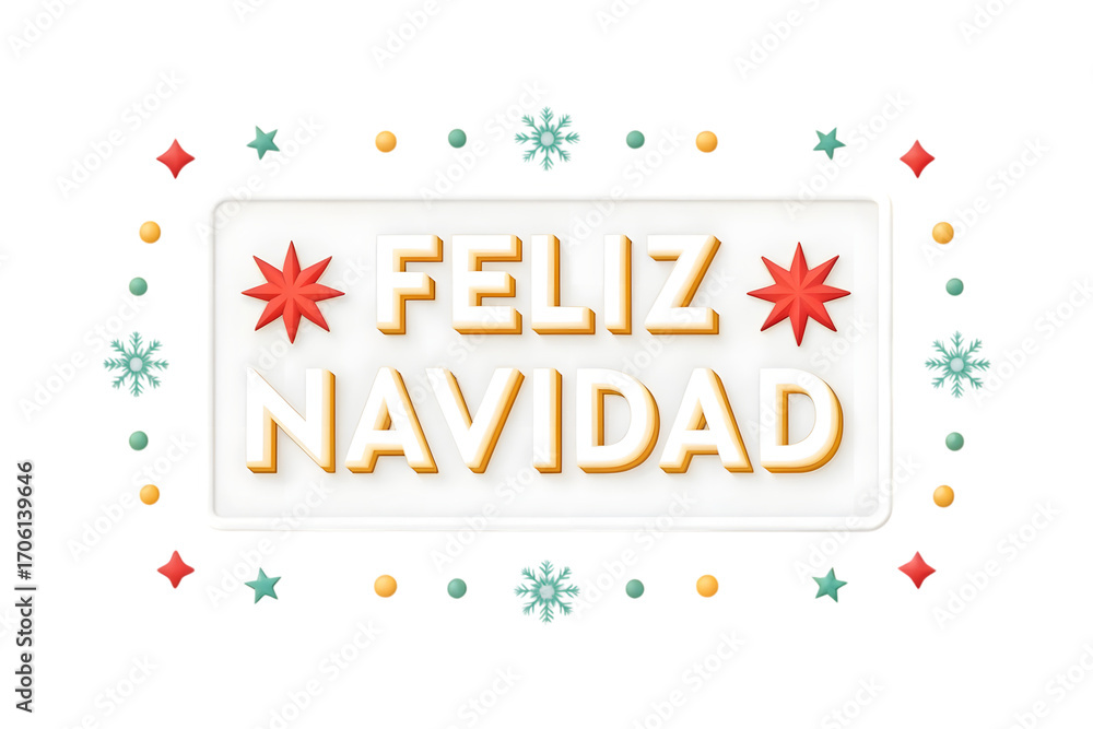 Fototapeta premium Feliz Navidad PNG Transparent background White Sign With Festive Border Christmas holiday