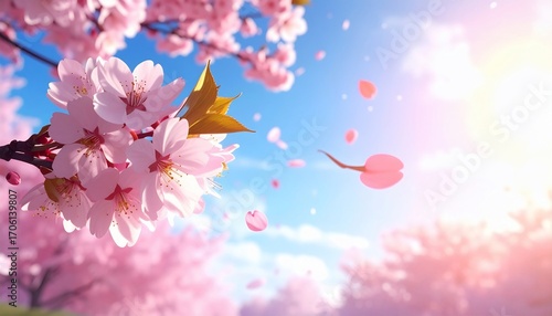 Wallpaper Mural Cherry Blossoms in Springtime: A Breathtaking Scene of Delicate Pink Petals Dancing in the Gentle Breeze Torontodigital.ca