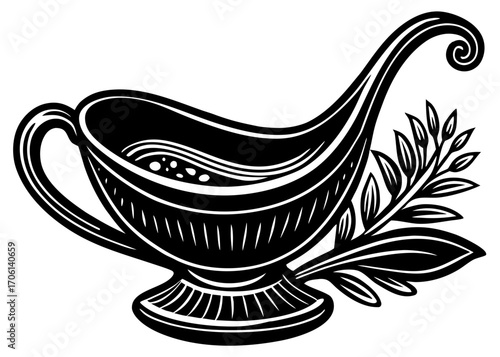 Gravy Boat Silhouette with Spoon, Thanksgiving Feast SVG