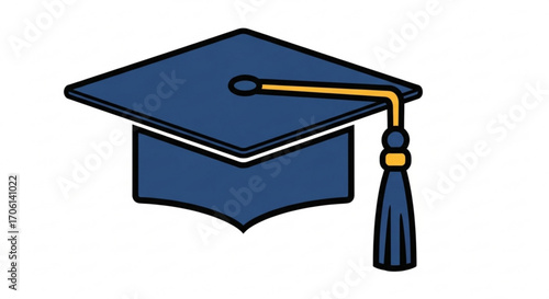 Illustration of a blue graduation cap with a tassel, symbolizing academic achievement and the completion of studies
