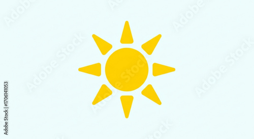 Illustration of a bright yellow sun isolated on a, symbolizing warmth, light, energy, and the beauty of nature
