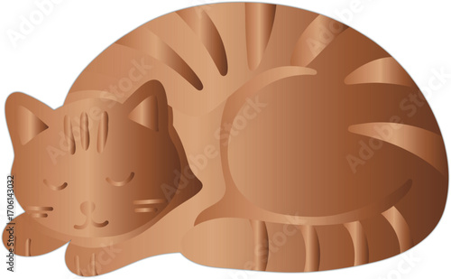 Cozy brown cat curled up and sleeping peacefully, designed in warm gradient tones, perfect for pet art, decor, and cute creative projects.