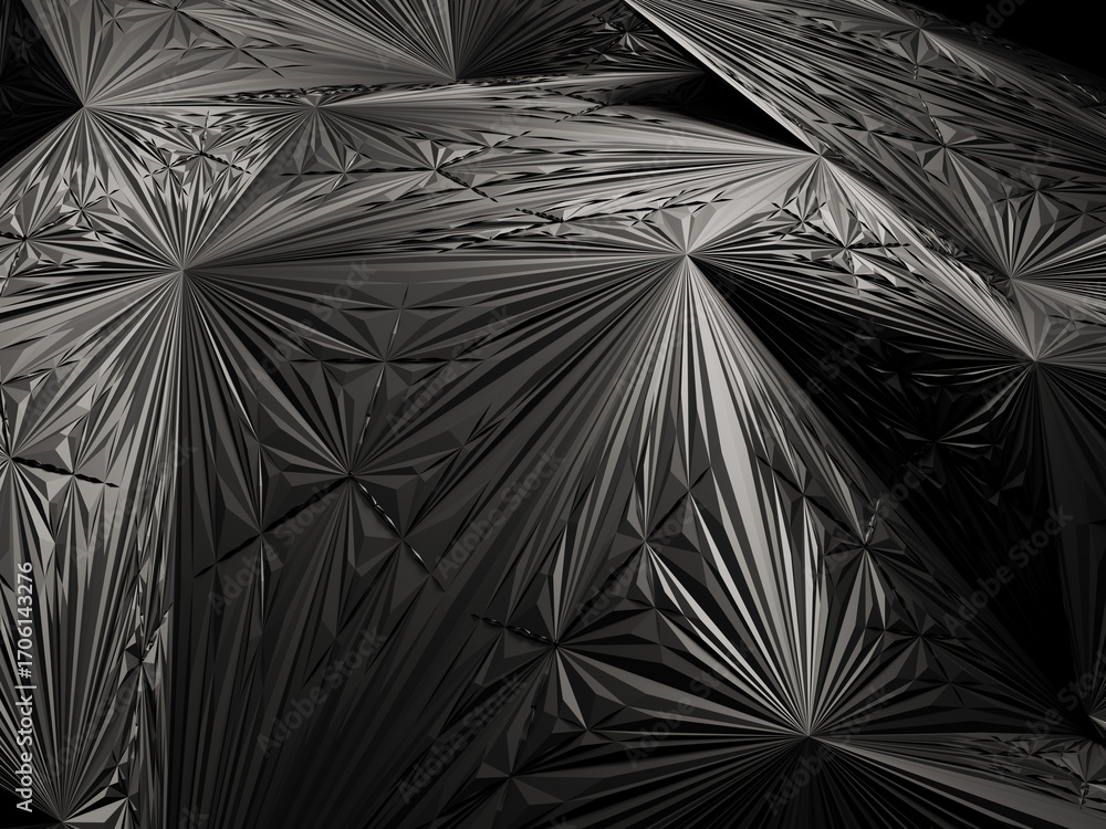 Obraz premium Black and grey triangular shapes forming an intricate abstract geometric pattern.