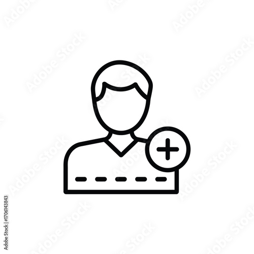 Outline icon of a person with a plus symbol for adding a new user