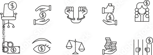 Arrest pixel perfect  Icon Set . Vector Illustration Editable stroke.
