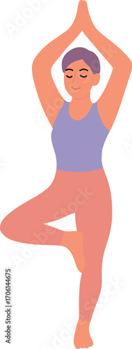 Woman in Tree Pose Yoga Illustration
