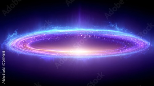 Protoplanetary disk with glowing organic molecules, neon colors highlighting connections in swirling cosmic formation