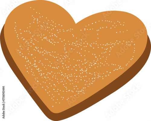 Festive gingerbread heart cookie decorated with sugar sprinkles, perfect for Christmas designs, holiday decor, and sweet creative projects.