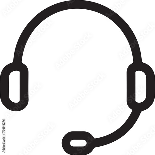 Headset Icon Outline Minimal Call Center Customer Support Vector