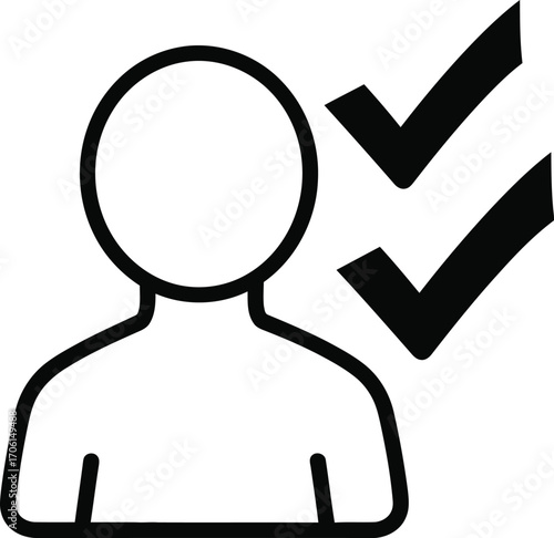 Person with check mark isolated on white background concept of approved, verified, or completed task
