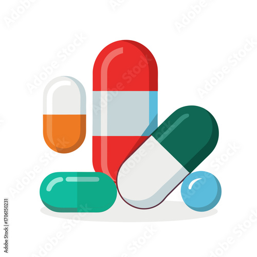 medicine capsule and pills