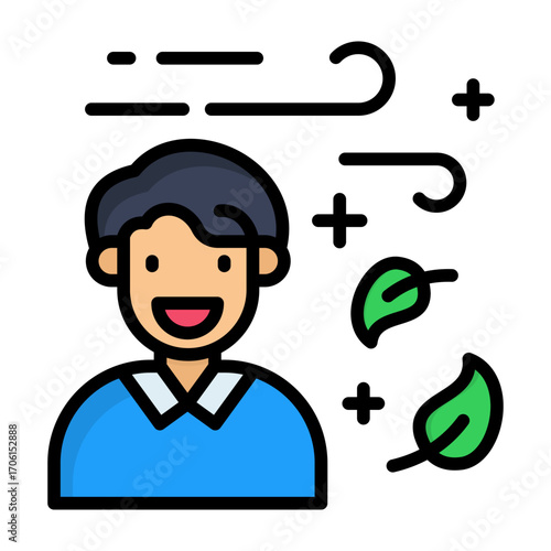 Fresh Air Line Color Vector Icon 