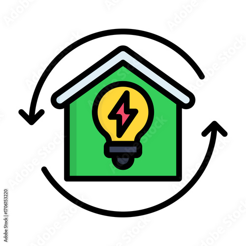 Energy Saving Line Color Vector Icon 