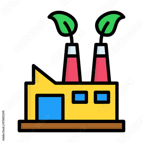 Carbon Neutral Line Color Vector Icon 