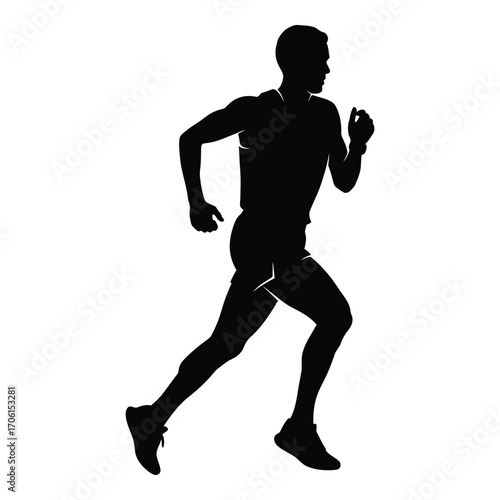 Silhouette of a male runner in motion capturing athleticism and speed silhouette