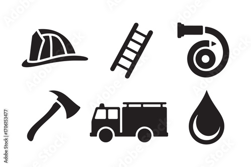 Firefighter equipment and vehicle icons