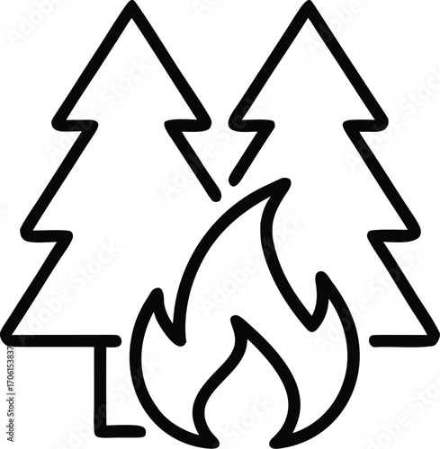 forest fire outline vector icon