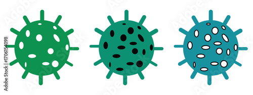“Coronavirus & Microbe Vector Icons Set – 3D Virus, Bacteria, and Pathogen Collection for Medical & Scientific Illustration”