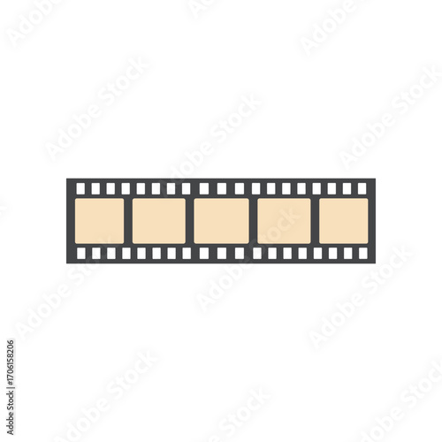A blank film strip showcasing empty frames against a minimalistic background, ideal for creative projects