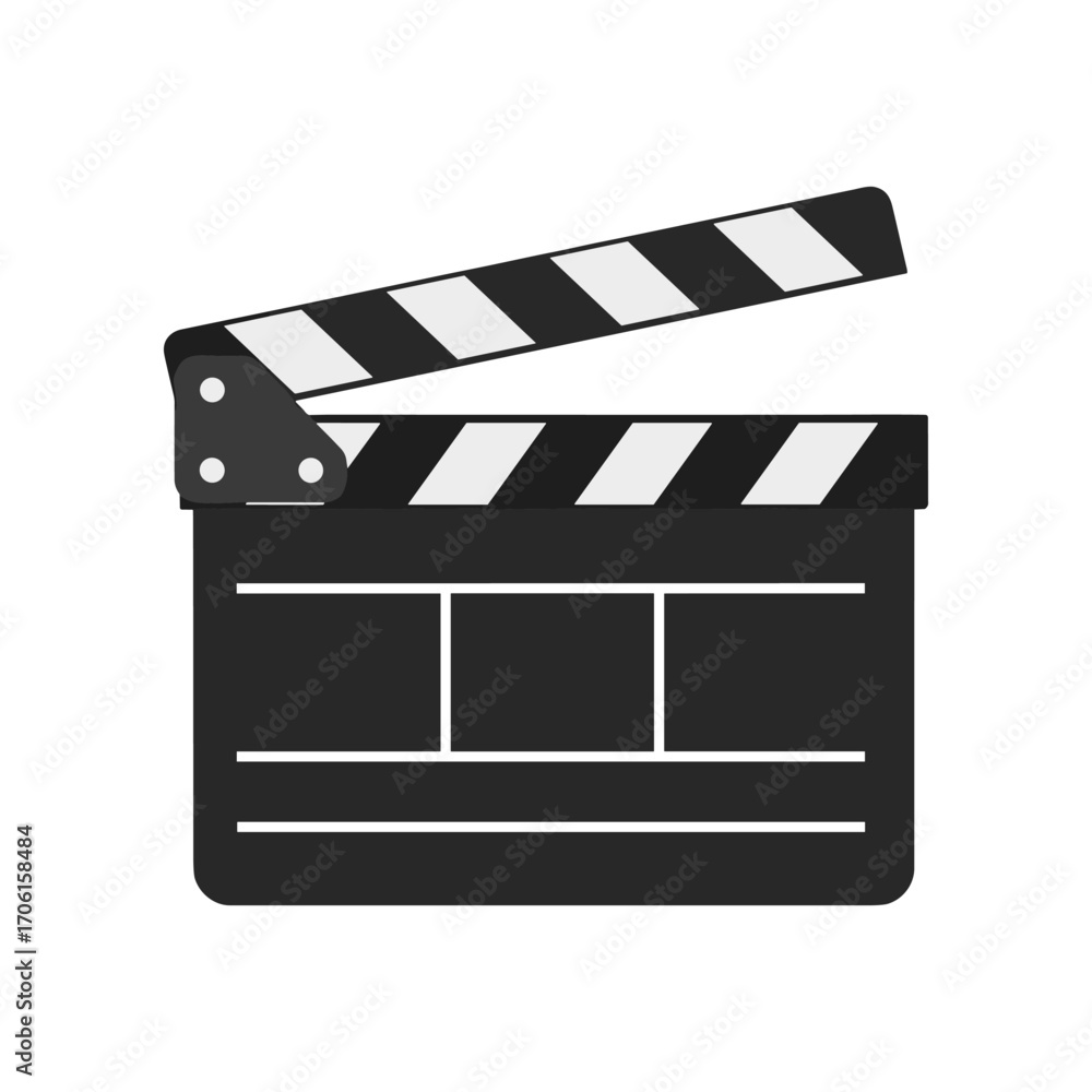 Fototapeta premium A classic film clapperboard symbolizing movie production, set against a simple background