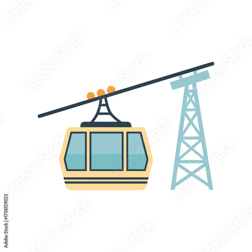 A colorful gondola lifts passengers above a scenic landscape, showcasing nature's beauty below