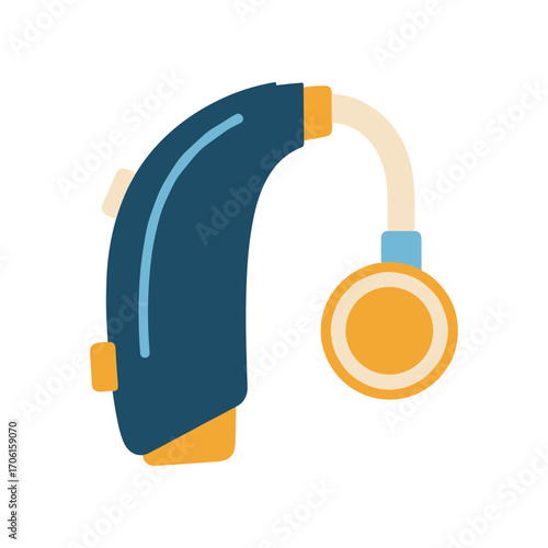 A colorful hearing aid designed for enhanced sound perception, showcasing modern technology in healthcare
