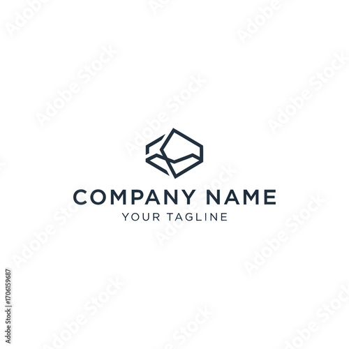Abstract geometric logo design with company name and tagline on a white background.