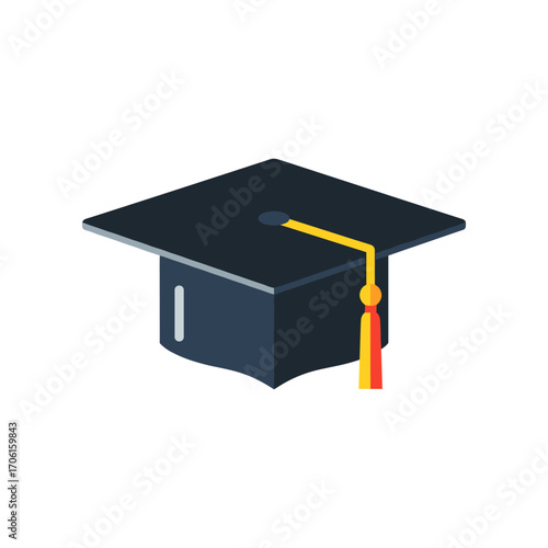 A graduation cap symbolizing academic achievement, set against a plain background, ideal for educational themes