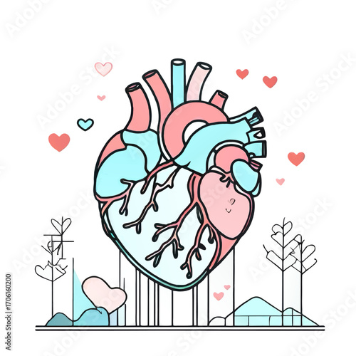 anatomical heart cartoon vector illustration