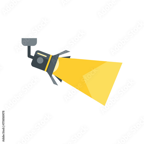A modern spotlight illuminating a bright yellow beam in a minimalist setting
