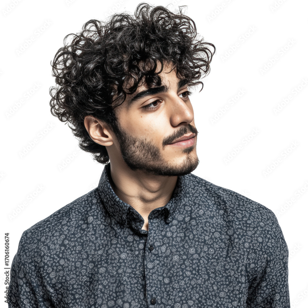 Obraz premium Thoughtful Middle Eastern man portrait on transparent background