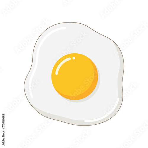 A perfectly cooked sunny-side-up egg on a white background, ideal for culinary illustrations