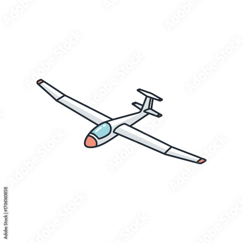 A sleek glider soaring through a clear blue sky, showcasing the beauty of flight and freedom