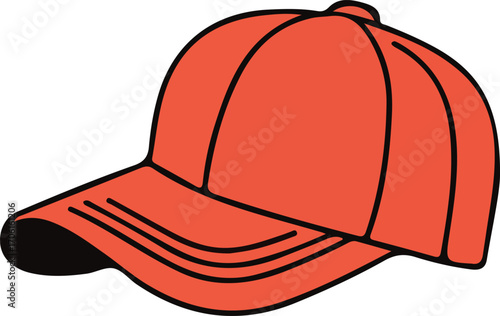 "Red Baseball Cap Illustration – Sporty Hat Vector Design"