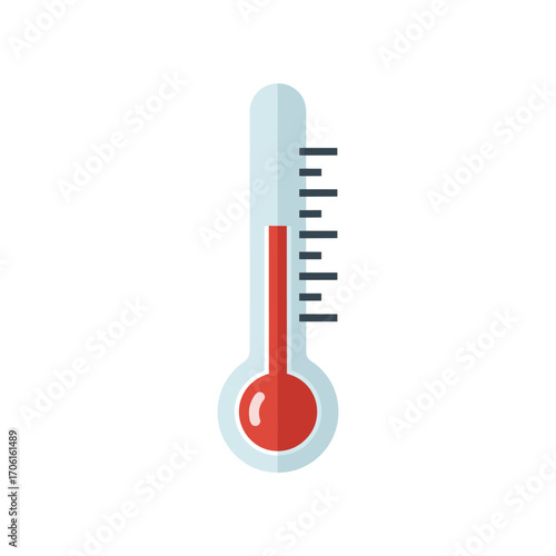 A simple illustration of a thermometer displaying a high temperature against a white background