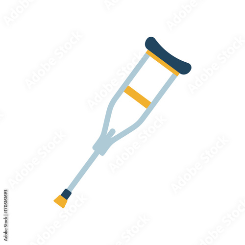 A single crutch resting on a flat surface, symbolizing support and recovery in a serene environment