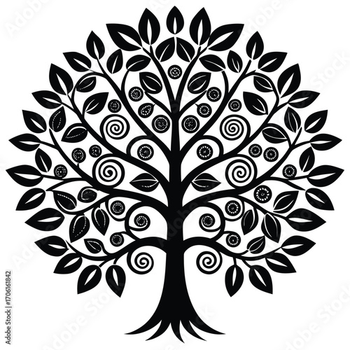 mandala tree of life with floral patterns isolated art