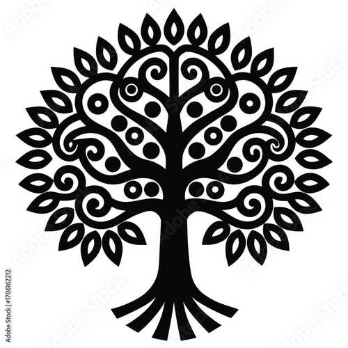 mayan tree of life symbol isolated on white background