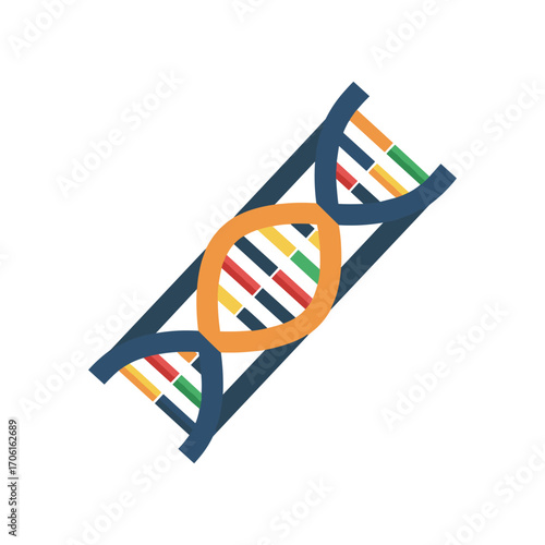 Colorful DNA strand illustration representing genetic research and biotechnology concepts
