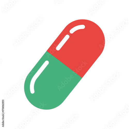 A vibrant capsule in green and red colors, symbolizing health and wellness, set against a clean background
