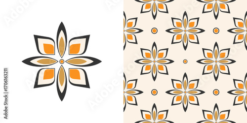 Bold floral designs with orange and black accents stand out against a soft background. Perfect for wallpaper, fabric, or graphic design inspiration, these patterns offer vibrant aesthetics